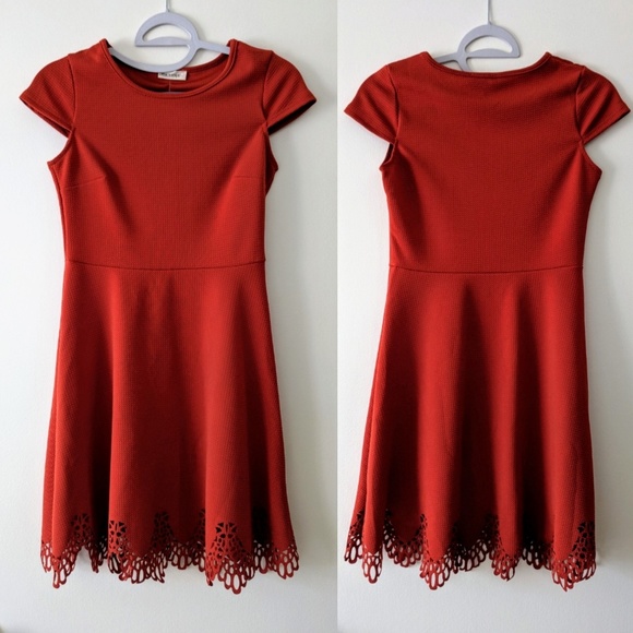 Dark Orange A-line Dress - Picture 1 of 3